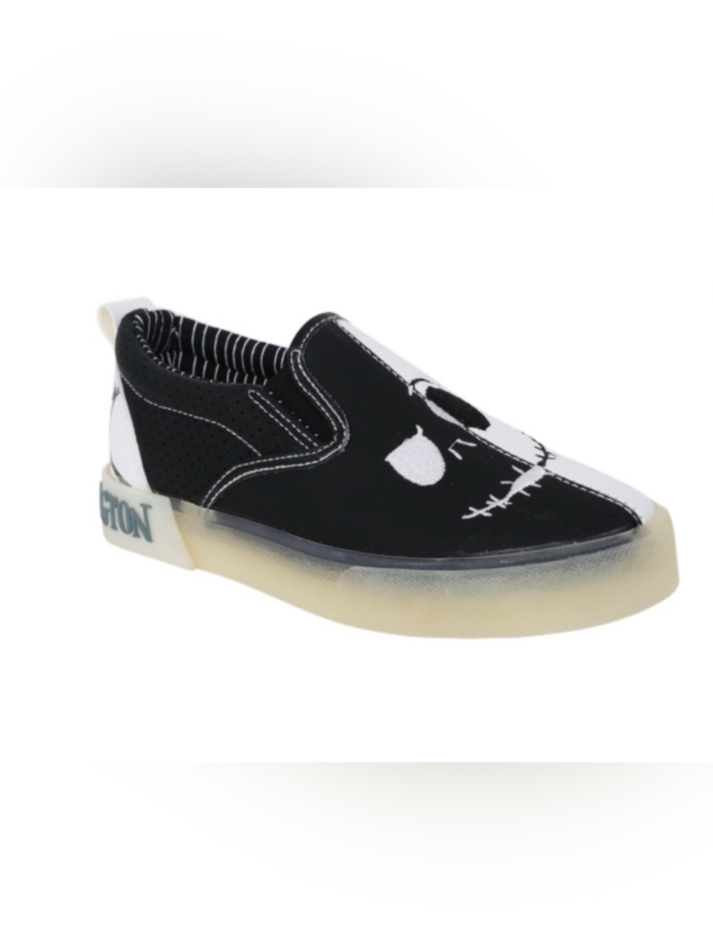 Kids Black‎ Slip-On Skate Shoe with Skull Graphic